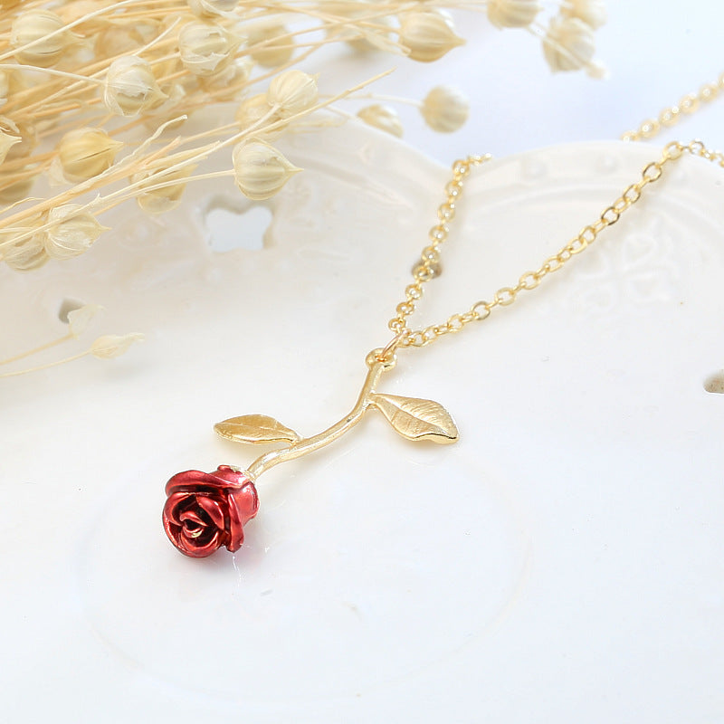 red rose pendant necklace