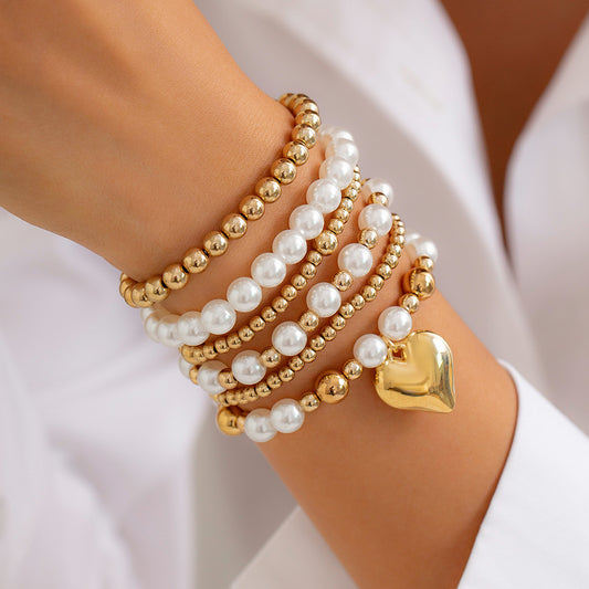 Heart-shaped fashion pearl bracelet