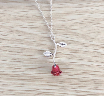red rose pendant necklace